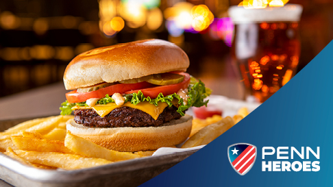 Cheeseburger with PENN Heroes logo